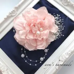 ピンク　コサージュ　かすみ草　入学式　卒業　卒園　入園　ハンドメイド　結婚式