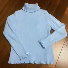 PINK HOUSE フリルタートルネックニット ミズイロ ピンクハウス 水色