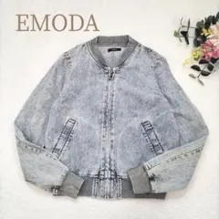 【エモダ】レディース ライトブルー デニムジャケット ポケット付き サイズS
