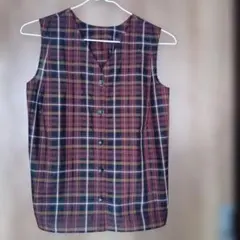 PLST チェック柄 ノースリーブ トップス