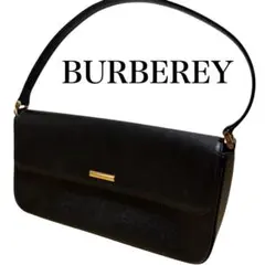 美品 BURBEREY バーバリー ロゴ 黒 ハンドバッグ ノバチェック レザー