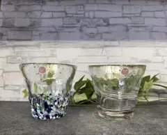 津軽びいどろ 金彩　ガラスコップ 2個セット