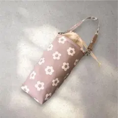 保冷保温ペットボトルホルダー ペットボトルカバー ハンドメイド ベージュ花柄