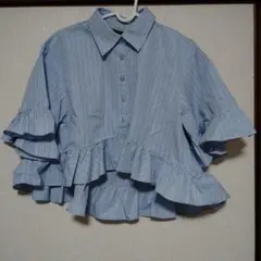 GU rokh ペプラムシャツ ブルー S 未使用品　完売商品　ジーユー　ロク