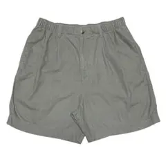 LANDS' END リネンツータックショーツ カーキオリーブ ワイド イージーのサムネイル