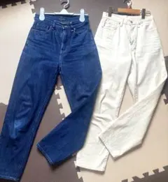 UNIQLO JEANS ストレートデニム 23 ダークブルー、オフホワイト