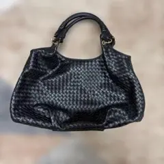 Max Mara スウェードハンドバッグ イントレチャート 編み込み ブラウン
