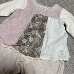 conoco パッチワークロンパース 裏起毛　80cm