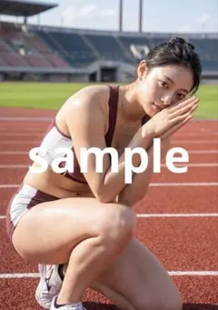 AI美女 グラビア 陸上競技場 ボルドーウェア 260905_40
