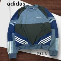 e1038☆adidas マルチカラースウェットトレーナー Lサイズ