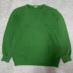GU　グリーン クルーネック　トレーナー　スウェット　XXL 裏起毛 無地