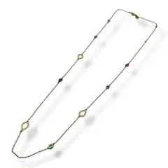 美品 スワロフスキー ネックレス ラインストーン クリスタル マルチカラー 金