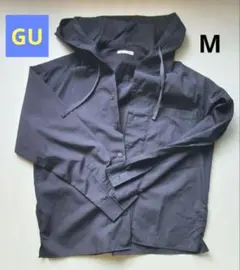 GU フード付きシャツ パーカー ネイビー M