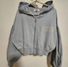 PINK LATTEライトブルー フード付き バルーンスリーブ パーカー