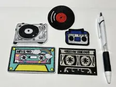 レトロ音楽デザイン刺繍パッチセット