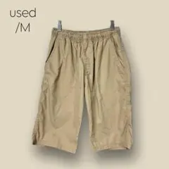 1436 【used】　メンズ　ハーフパンツ　ベージュ　薄手　M　ウエストゴム