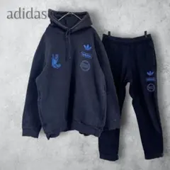【adidas アディダス】　セットアップ　パーカー　スウェットパンツ　ブラック