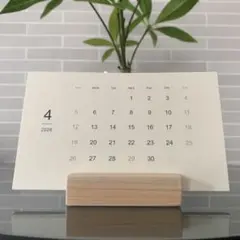 2026年 卓上カレンダー 木製スタンド付き