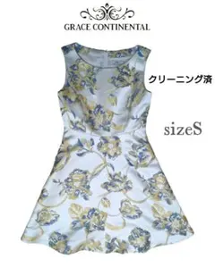 グレースコンチネンタル　ワンピース　フラワー　Aライン　刺繍　ノースリーブ
