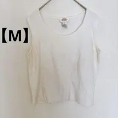 ✨一点限り✨【M】タンクトップ　ホワイト　白　リブ　トップス　夏　カットソー