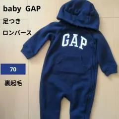 baby GAP 足つきロンパース 70 ネイビー 裏起毛
