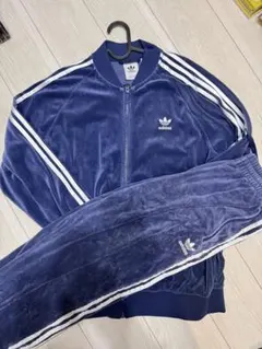adidas ベルベットジャージセット ネイビー　XL ベロア