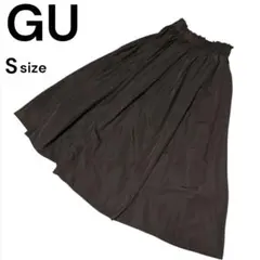 GU ジーユー ダークブラウン フレアスカート ウエスト総ゴム