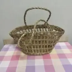 天然素材 編み込みかごバッグ 中型