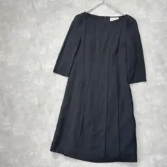 【ハナエモリ】ワンピース/11AR/黒/無地/フォーマル/七分袖/ウール
