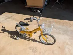 大阪市南部】【無印良品】16型幼児用自転車 手押し棒付き イエロー