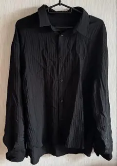 ZARA MAN プリーツ シャツ ブラック L 長袖 レーヨン 黒 ザラのサムネイル