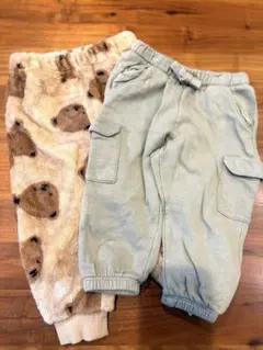 ［H&M］クマ柄もこもこパンツ&裏起毛パンツ　80cm