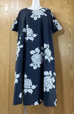 七夕SALE‼️7／7迄¥14000→13300浴衣生地〜ロングワンピ（紫陽花黒）