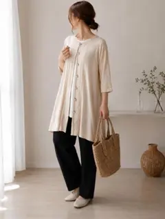 SUPER HAKKA ロングカーディガン Aライン 七分袖のサムネイル