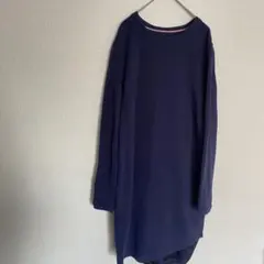 ロングネイビーワンピース S チェック　レディース部屋着