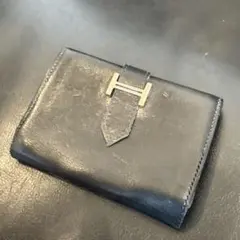 HERMES ブラックレザー 二つ折りカードケース 名刺入れのサムネイル