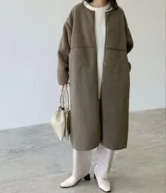 Lian リアン ボアパイピングロングコート リバーシブル ブラウン