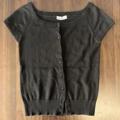 レディース ブラック 半袖 薄手 カーディガン M