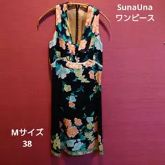 SunaUna フラワープリント ブラックドレス 11/38