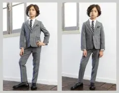 美品　キッズ フォーマルスーツ 150 グレー チェック