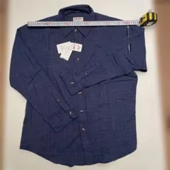 未使用品　ネイビー系 チェック柄 長袖シャツ LLサイズ　コットン100%