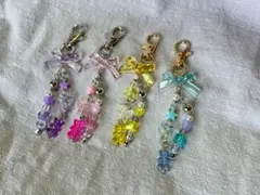 【4色セット】リボンベア キーホルダー ハンドメイド 女の子 プレゼントにも