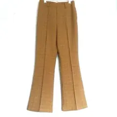 美品 秋色 センタープレス チェックフレアーパンツ