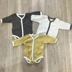 西松屋　長袖前開きロンパース3枚セット　未使用★無地　ワッフル