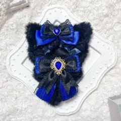 10cm ぬい服　黒ねこ　青リボン　着ぐるみ