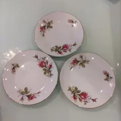 昭和レトロ☆ヴィンテージ花柄プレート皿☆直径16cm３枚セットのサムネイル