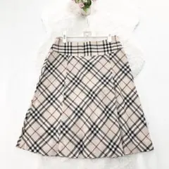 BURBERRY*バーバリーロンドン　ノバチェック柄膝丈スカート　フレア　40