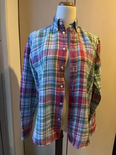 ラルフローレン レディース リネンシャツ 麻 マドラスチェックシャツ