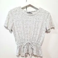 ZARA ドット柄 半袖Tシャツ ウエストシャーリング Mのサムネイル