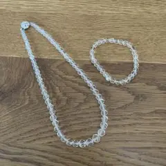 ２点セット　水晶　クリスタル　ネックレス　ブレスレット